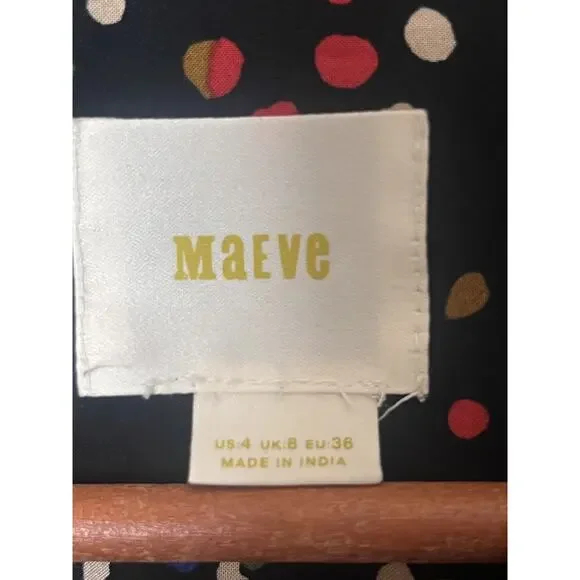 MAEVE Anthropologie Confetti Print Button Front Shirt Size 4 Black Multicolor - Picture 7 of 10